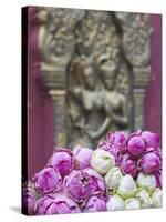 Flower Offerings at Wat Phnom, Phnom Penh, Cambodia-Ian Trower-Stretched Canvas