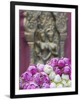 Flower Offerings at Wat Phnom, Phnom Penh, Cambodia-Ian Trower-Framed Photographic Print