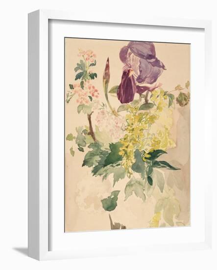 Flower Piece with Iris, Laburnum, and Geranium, 1880-Edouard Manet-Framed Giclee Print