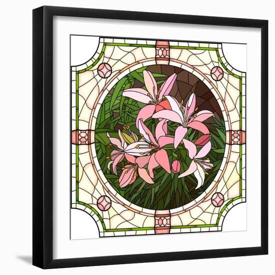 Flower Pink Lilies-Vertyr-Framed Art Print