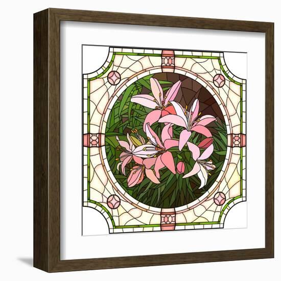 Flower Pink Lilies-Vertyr-Framed Art Print