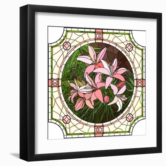 Flower Pink Lilies-Vertyr-Framed Art Print