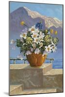 Flower Pot on Seaside Patio-null-Mounted Art Print