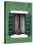 Flower Pot on Window Sill, Burano, Venice, Veneto, Italy-Sergio Pitamitz-Stretched Canvas