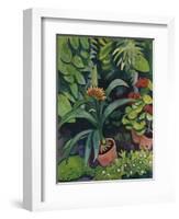 Flower Pots in a Garden: Bush Lilies and Pelargonidin, 1911-Auguste Macke-Framed Giclee Print