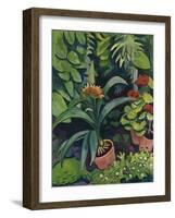 Flower Pots in a Garden: Bush Lilies and Pelargonidin, 1911-Auguste Macke-Framed Giclee Print