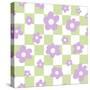Flower Power with Check Seamless Repeat Pattern.-XenKus-Stretched Canvas