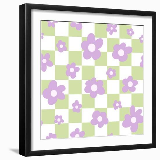 Flower Power with Check Seamless Repeat Pattern.-XenKus-Framed Photographic Print