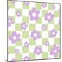 Flower Power with Check Seamless Repeat Pattern.-XenKus-Mounted Photographic Print