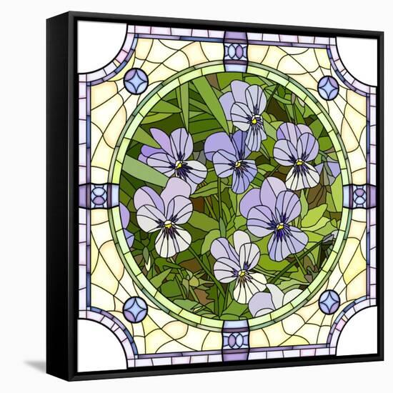 Flower Purple Pansies-Vertyr-Framed Stretched Canvas