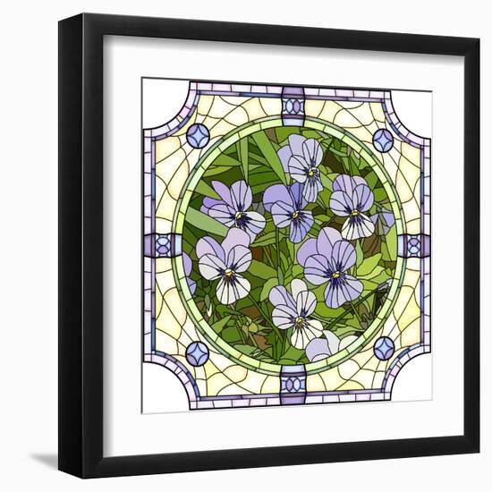 Flower Purple Pansies-Vertyr-Framed Art Print