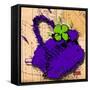 Flower Purse Green on Purple-Roderick E. Stevens-Framed Stretched Canvas