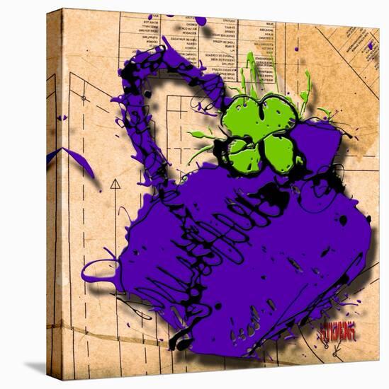 Flower Purse Green on Purple-Roderick E. Stevens-Stretched Canvas