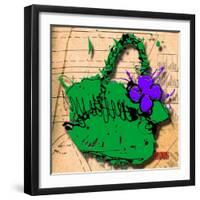 Flower Purse Purple on Green-Roderick E. Stevens-Framed Giclee Print