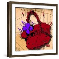 Flower Purse Purple on Red-Roderick E. Stevens-Framed Giclee Print