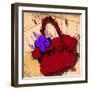 Flower Purse Purple on Red-Roderick E. Stevens-Framed Giclee Print