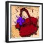 Flower Purse Purple on Red-Roderick E. Stevens-Framed Giclee Print