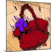Flower Purse Purple on Red-Roderick E. Stevens-Mounted Giclee Print