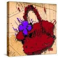 Flower Purse Purple on Red-Roderick E. Stevens-Stretched Canvas