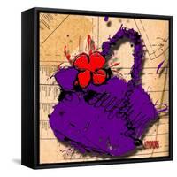 Flower Purse Red on Purple-Roderick E. Stevens-Framed Stretched Canvas