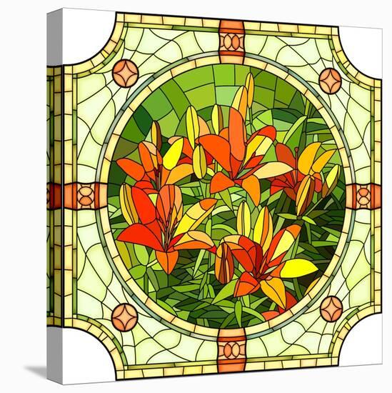 Flower Red Lilies-Vertyr-Stretched Canvas