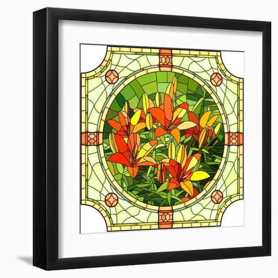 Flower Red Lilies-Vertyr-Framed Art Print