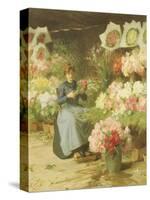 Flower Seller Behind the Madelaine Church-Victor Gabriel Gilbert-Stretched Canvas