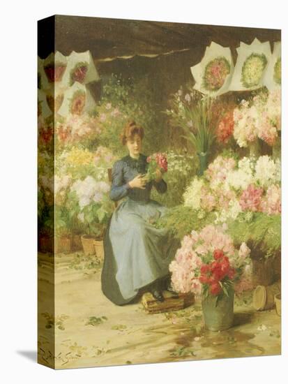 Flower Seller Behind the Madelaine Church-Victor Gabriel Gilbert-Stretched Canvas