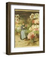 Flower Seller in Front of the Madeleine Church-Victor Gabriel Gilbert-Framed Giclee Print