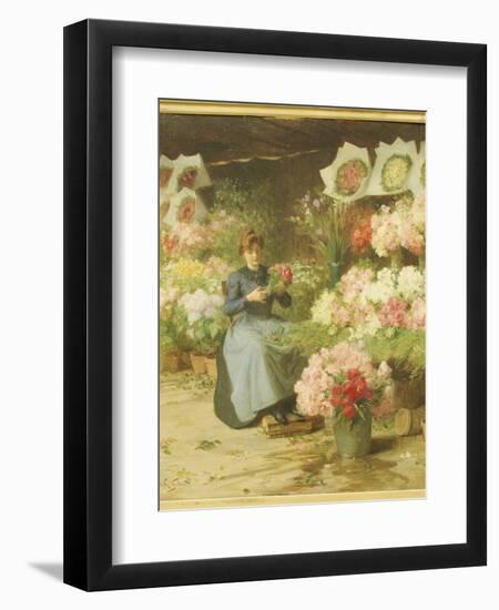 Flower Seller in Front of the Madeleine Church-Victor Gabriel Gilbert-Framed Giclee Print