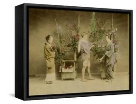 Flower Seller in Japan-null-Framed Stretched Canvas