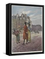 Flower Seller in Pont-Neuf-Georges Jules Auguste Cain-Framed Stretched Canvas