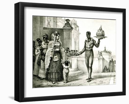 Flower Seller Outside a Church Door, from Voyage Pittoresque et Historique Au Bresil-Jean Baptiste Debret-Framed Giclee Print