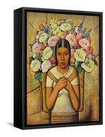 Flower Seller; Vendedora De Flores, C.1934 (Oil on Canvas)-Alfredo Ramos Martinez-Framed Stretched Canvas