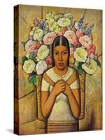 Flower Seller; Vendedora De Flores, C.1934 (Oil on Canvas)-Alfredo Ramos Martinez-Stretched Canvas