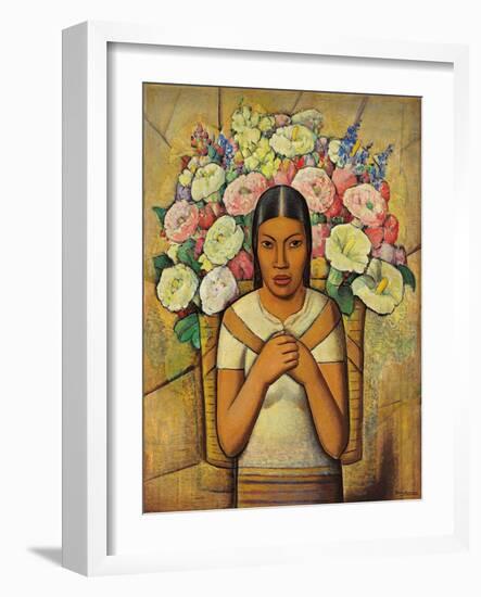 Flower Seller; Vendedora De Flores, C.1934 (Oil on Canvas)-Alfredo Ramos Martinez-Framed Giclee Print