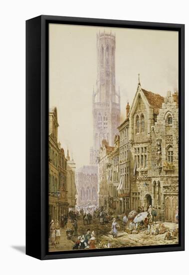 Flower Sellers in Bruges-Louise J. Rayner-Framed Stretched Canvas