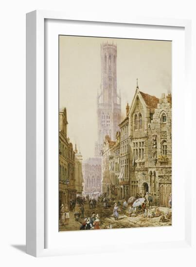 Flower Sellers in Bruges-Louise J. Rayner-Framed Giclee Print
