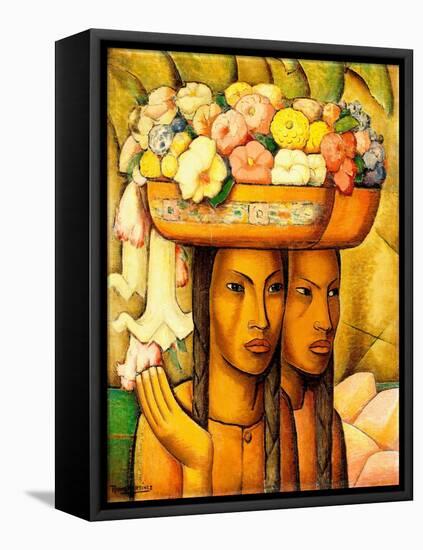 Flower Sellers, (Oil on Canvas)-Alfredo Ramos Martinez-Framed Stretched Canvas