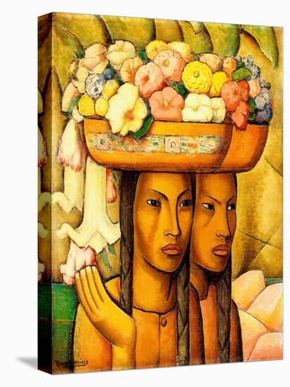 Flower Sellers, (Oil on Canvas)-Alfredo Ramos Martinez-Stretched Canvas