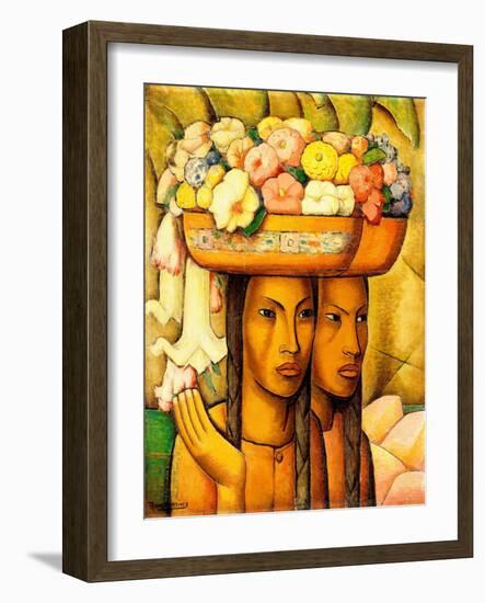 Flower Sellers, (Oil on Canvas)-Alfredo Ramos Martinez-Framed Giclee Print