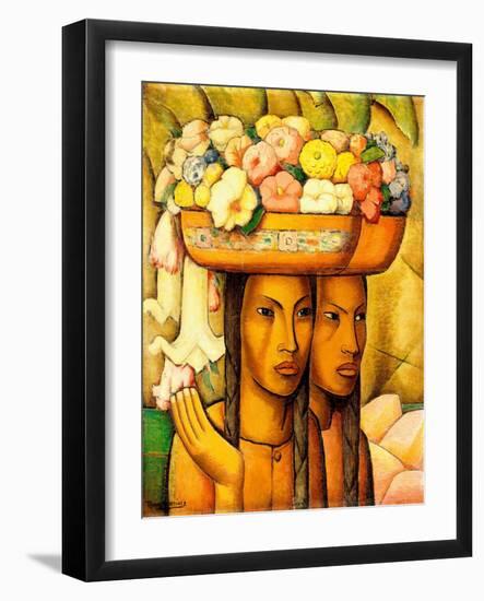 Flower Sellers, (Oil on Canvas)-Alfredo Ramos Martinez-Framed Giclee Print