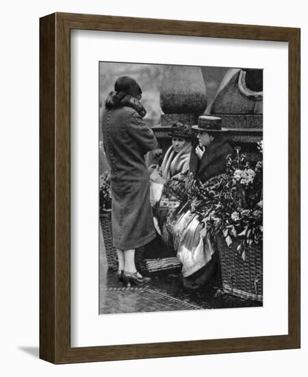 Flower Sellers, Piccadilly Circus, London, 1926-1927-null-Framed Giclee Print