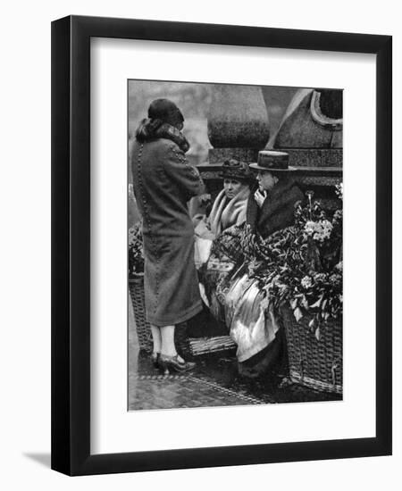 Flower Sellers, Piccadilly Circus, London, 1926-1927-null-Framed Giclee Print