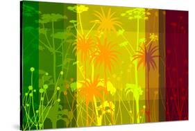 Flower Shades Green Yellow Red-Cora Niele-Stretched Canvas