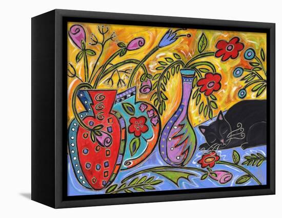 Flower Shop Catnap-Wyanne-Framed Stretched Canvas