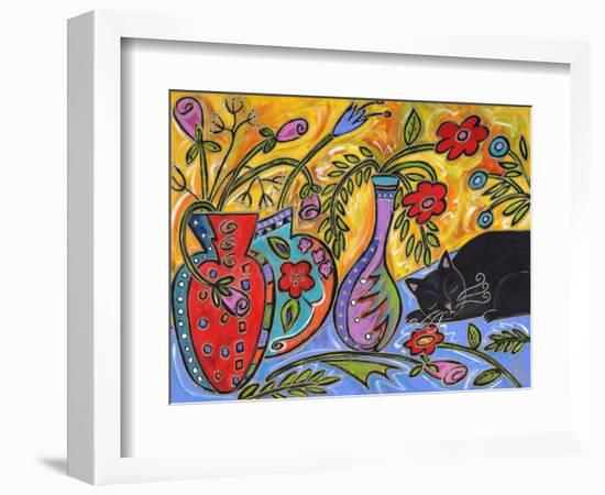 Flower Shop Catnap-Wyanne-Framed Giclee Print