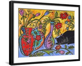 Flower Shop Catnap-Wyanne-Framed Giclee Print