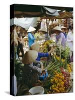 Flower Stall in Southern Delta Village of Mytho, Vietnam, Indochina, Southeast Asia-Doug Traverso-Stretched Canvas