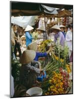 Flower Stall in Southern Delta Village of Mytho, Vietnam, Indochina, Southeast Asia-Doug Traverso-Mounted Photographic Print